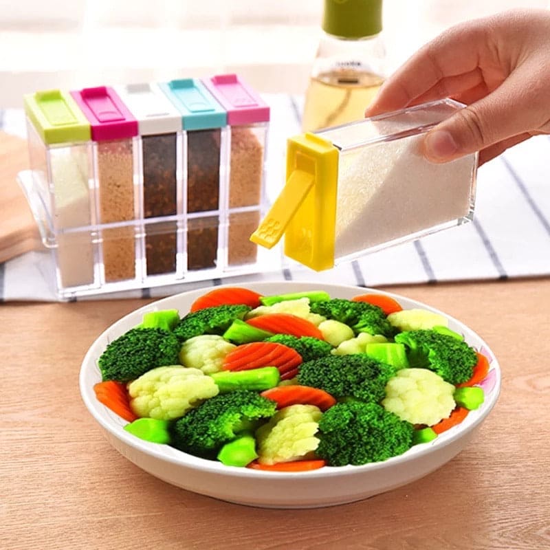 Set Of 6 Spice Box, Colorful Spice Container, Plastic Seasoning Box
