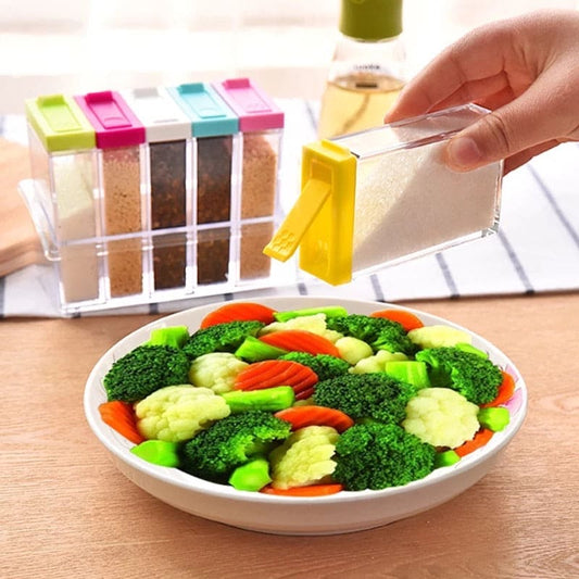 Set Of 6 Spice Box, Colorful Spice Container, Plastic Seasoning Box