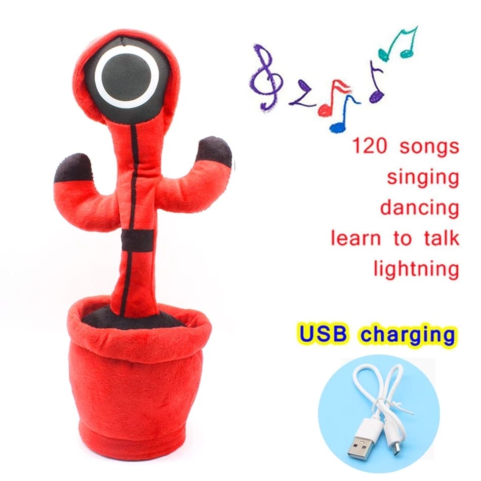 Squid Game Plush Dancing Singing Cactus, Recordable Luminous Swinging Children Toy, New Electronic Dancing Cactus, Luminous Recording Learning to Speak Twisting Kids Toy