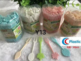 Set Of 40 Leaf Fruity Forks, Mini Barrel Fruit Fork Set, Snack Dessert Fork, Disposable Cute Leaf Shape Fruit Forks, Mini Food Tasting Forks, Fashion Fruit Sign Salad Fork, Plastic Fork Holder for Fruit Snack, Heart Cup Cake Dessert Forks