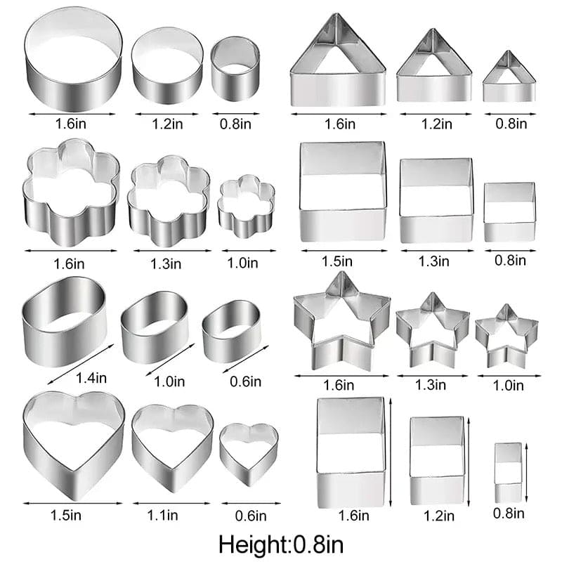 Set Of 12 Stainless Steel Cookie Cutter, Biscuit Baking Mold, Stainless Steel Cookie Mold, Biscuit Press Stamp,  Mini Shapes Fondant Cutter Set, Baking Accessories Cake Decoration Tool, Geometric Set for Biscuit Cutter