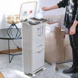3 Layer Trash Bin, Kitchen Gargabe Can, Recyclable Vertical Trash Cabinet,  Household Waste Bin With Wheels, Large Plastic Cube Storage Bins Basket With Lid, Household Classification Bucket, 42L Three-layer Kitchen Separation Trash Can