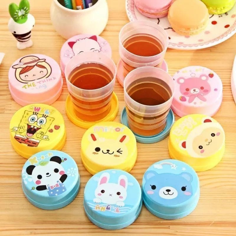 Folding Magic Water Cup, Kids Cartoon Drinking Cup, Travel Silicone Retractable Portable Outdoor Coffee And Cup, Telescopic Collapsible Plastic Cup, Household Kitchen & Dining Sports & Outdoors Mug, Folding Cups with Lid