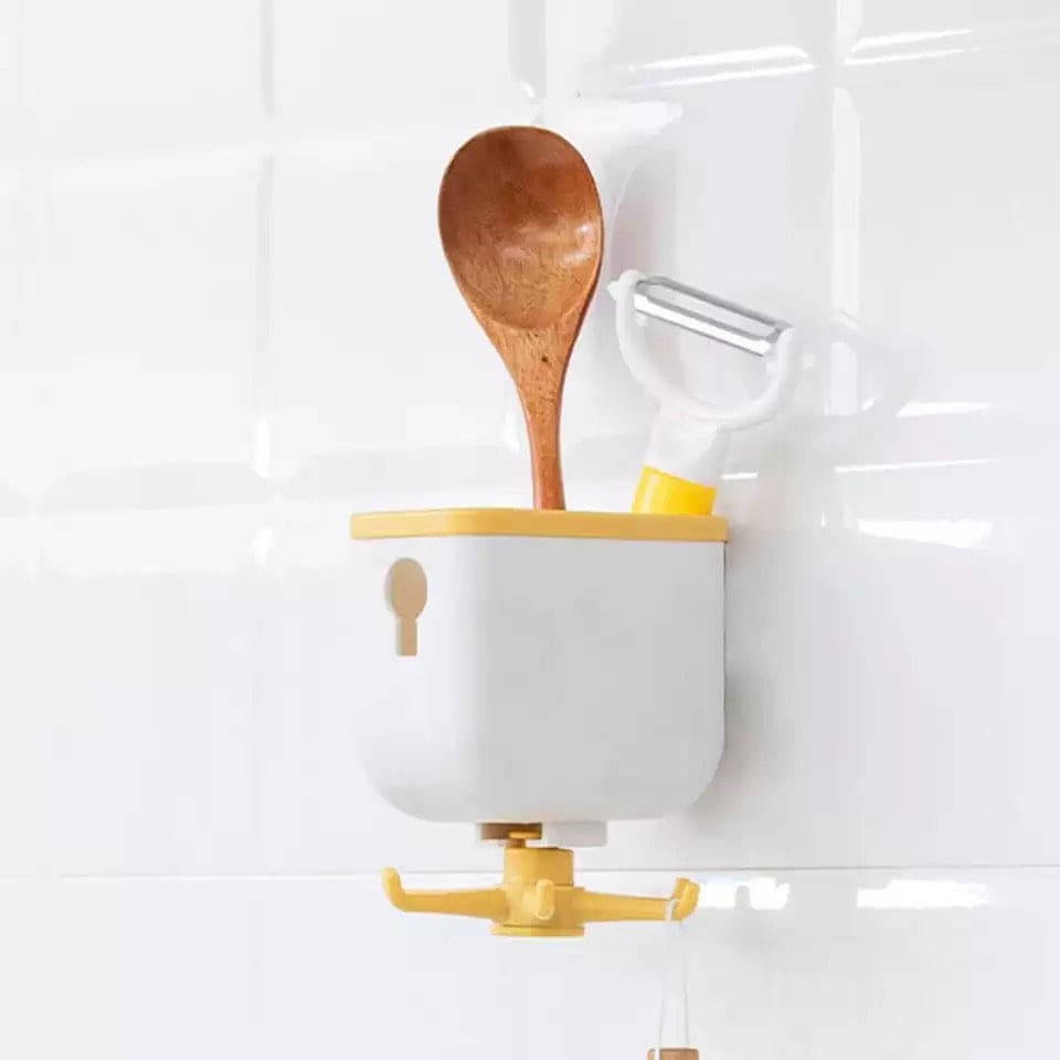 Creative New Storage Rotating Rack With Claw Hook, 360 Rotatable Hook Storage Hanger, Punch Free Multipurpose Hook, Home Storage Cabinet Rack, Wall Mounted Spoon Holder Rack