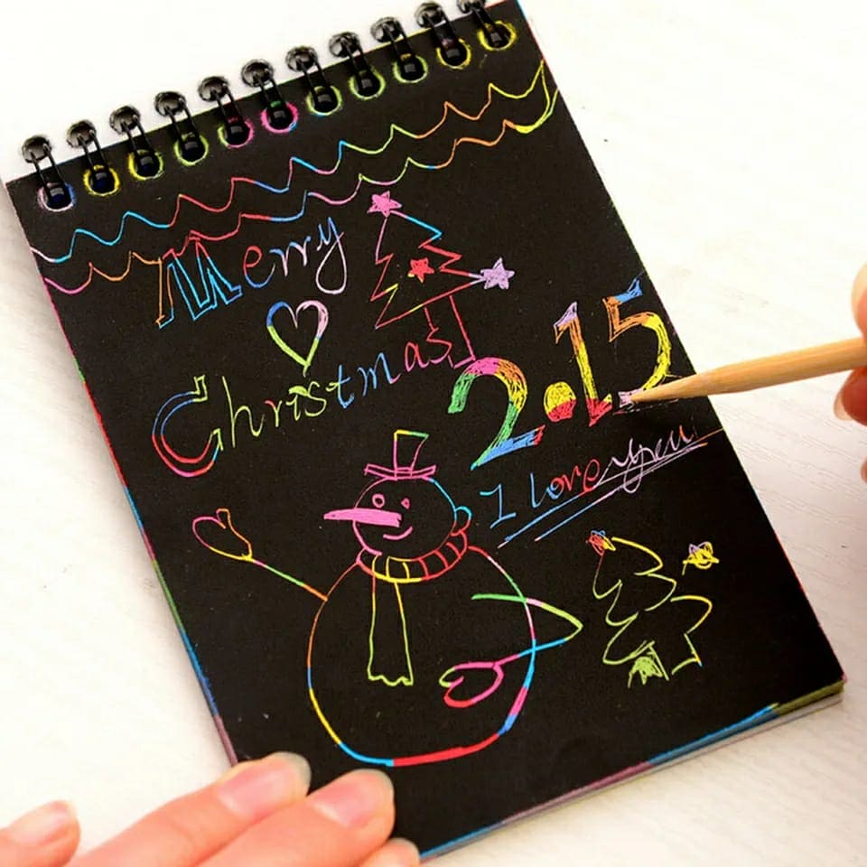 Children Graffiti Notebook, Black Page Magic Drawing Book, Painting Notepad for Kids, DIY Scratch Drawing Notes Paper, Graffiti Painting Coils Drawing Book, Color Scratch Art Mini Notes, Scraping Drawing Paper