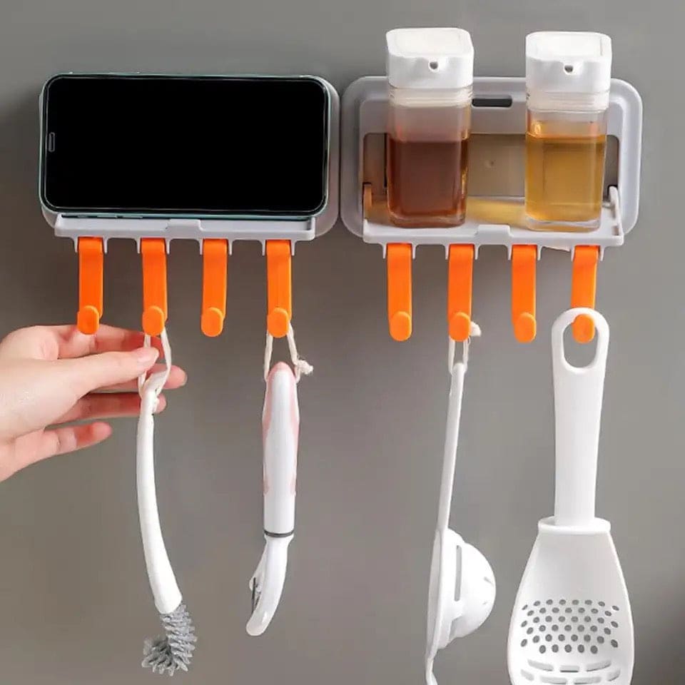 Hang Stand Holder, Kitchen Spice Organizer, Plastic Kitchen Shelf Storage Rack Wall-mounted Storage Rack, Plastic Door Hook Shelf, Coat Rack Hook