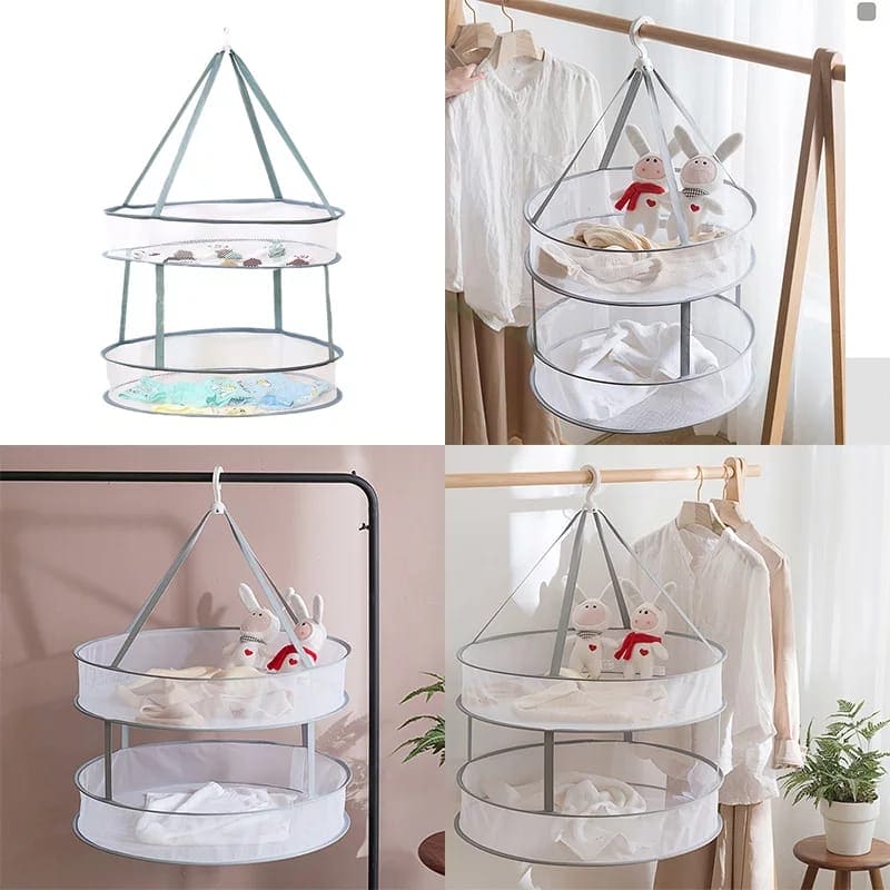 Clothes Drying Basket, Hanging Sweater Net Pocket, Thickened Anti-Deformation Cardigan Drying Rack, Double Layer Socks Drying Bag, Drawing Laundry Basket