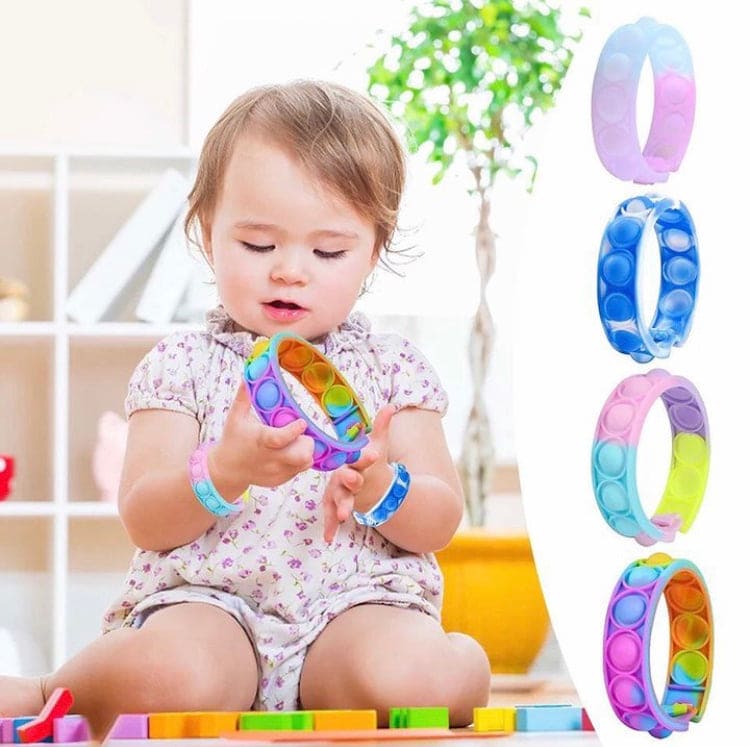 Press Bubble Wrist Band, Pop Bracelet Fidget Toy, Colorful Silicon Bracelet For Kids