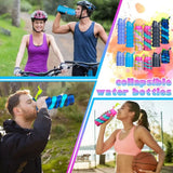 500ml Creative Portable Silicone Folding Sports Water Bottle, Tie Dye Silicone Foldable Water Cups, Collapsible Water Bottle, Leak Proof Water Bottles For Outdoor Camping