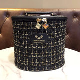 Fashion Tweed Cosmetic Bag, Women Travel Organizer Makeup Toilet Pouch, Multifunction Beauty Storage Portable Box, Cylinder Solid Cosmetic Bag, Cosmetic Cases Zipper Wash Beauty Pouch