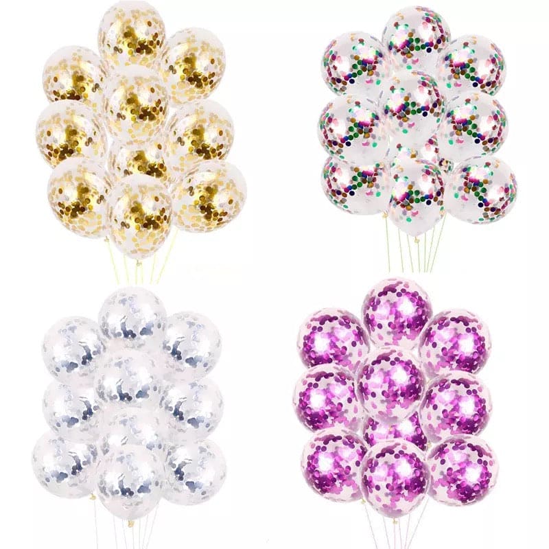 Set Of  5 Confetti Balloons, Decorative Confetti Balloons,