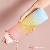 1L Fashion Large Capacity Sport Plastic Drinking Bottle, Time Marker Fitness Jug, Kettle Gym Water Drinking Bottle