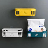 Square Hollow Tissue Box, Wall-Mounted Storage Organizer, Multipurpose Hollow Rack, Sticky Paper Storage Box, Multifunction Storage Basket, Compact Caddy Organizer