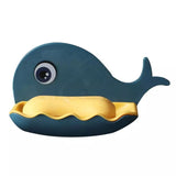 Wall-Mounted Whale Shaped Soap Holder, Hanging Bathroom Soap Tray with Suction Cup, Self Draining Soap Holder for Shower Wall