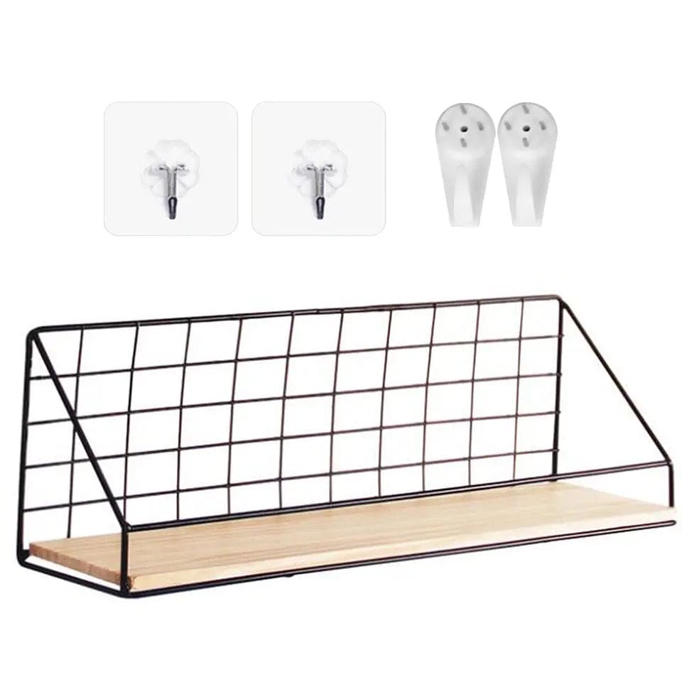 Gird Wall Shelf, Grid Wall Hanging Shelf, Wire Wood Organizer,  Iron Floating Display Shelf, Home Decorative Hanging Grid Basket, Wall Art Shelve Flower Pot Stand