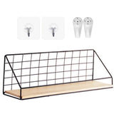 Gird Wall Shelf, Grid Wall Hanging Shelf, Wire Wood Organizer,  Iron Floating Display Shelf, Home Decorative Hanging Grid Basket, Wall Art Shelve Flower Pot Stand