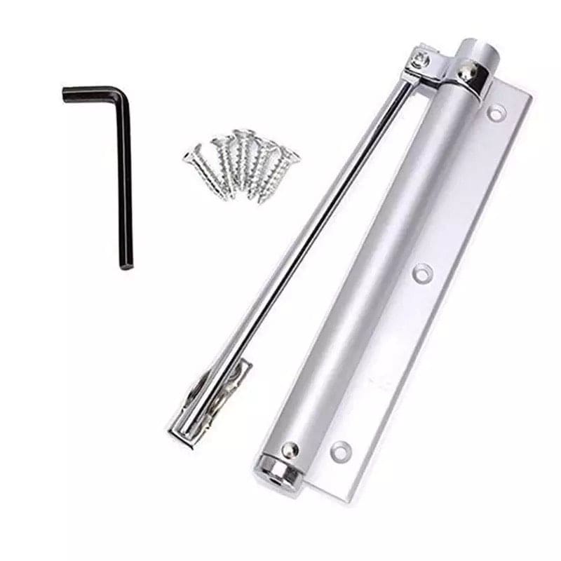 Adjustable Aluminum Alloy Automatic Door Closer, Mute Adjustable Automatically Surface Mounted Auto Closing Door, Self-Closing for Middle-Weight Door