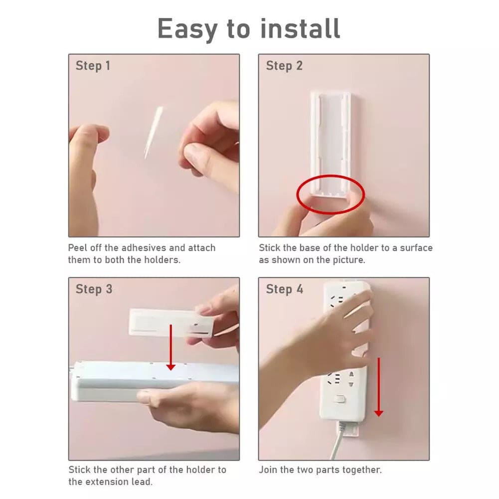 Socket Holder, Power Strip Holder, Fixator Wall Mounted Self Adhesive Holder, Desktop Socket Fixer Cable Organizer, Wall Hanging Power Strip Holder, Traceless Wall Mounted Cable Seamless Strip Holder, Surge Protector Fixator