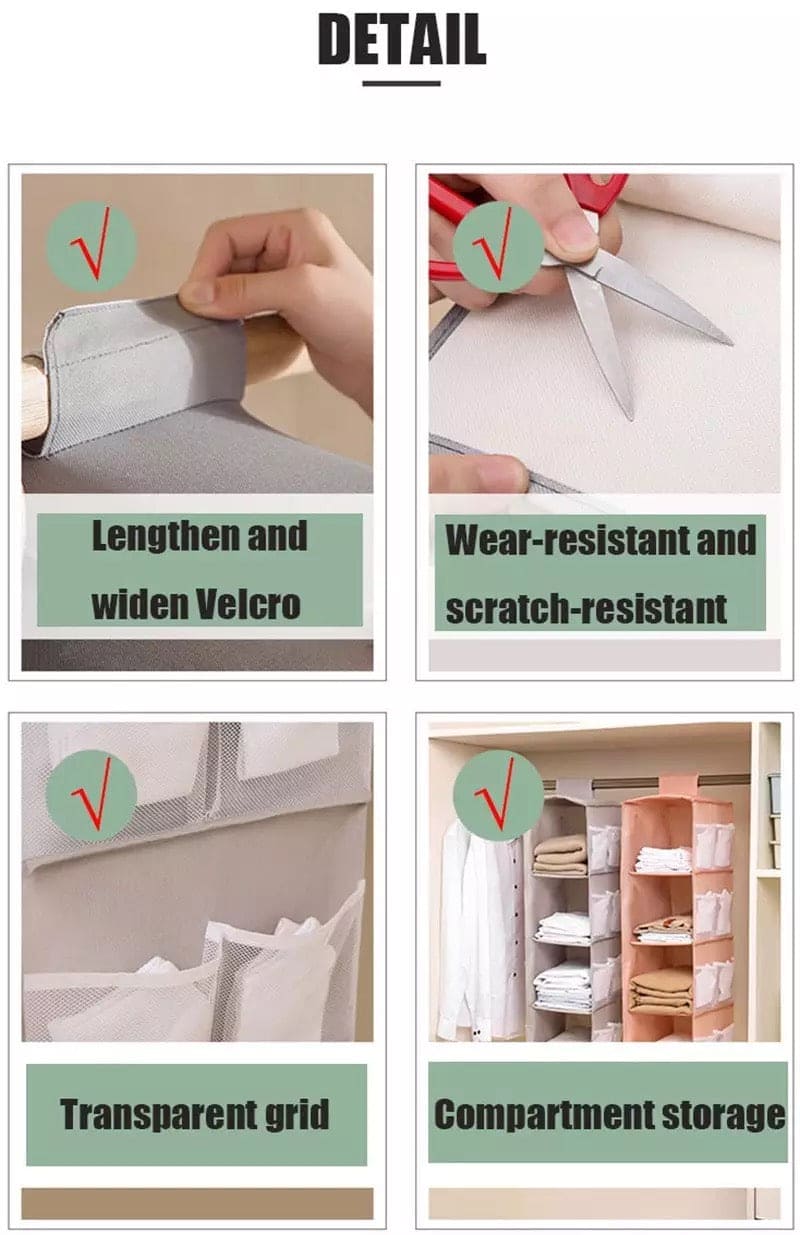 New Hanging Wardrobe, 4 Layer Foldable Closet Organizer, Multilayer Foldable Hanging Storage Rack, Tier Hanger Bag, Wardrobe Storage Holder, Dust-Proof Fabric Hanging Bag, Double Sided Storage Organizer With 8 Frosted Pocket
