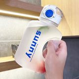 1L Sunny Water Bottle With Straw, Transparent Frosted Plastic Water Bottle, 1000ml Portable Climbing Travel Drink Cup, Outdoor Gradient Drink Bottle, Plastic Reusable Water Cup