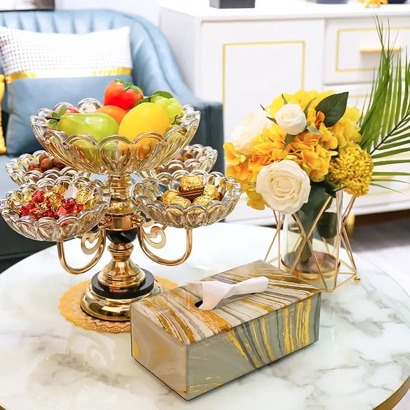 Multilayer Candy Platter, European Metal Fruit Bowl, Creative Light Luxury Snack Candy Plate,  Home Living Room Coffee Table Tray, Decorations Fruit Bowl, Rotatable Fruit Basket