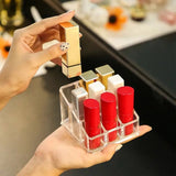 Lipstick Display Stand Holder, Acrylic Lipstick Storage Box, Acrylic Makeup Organizer, Desktop Lipstick Display Storage Box, Cosmetic Nail Polish Storage Rack, Desktop Dressing Table for Lip Glaze Brushes Bottles