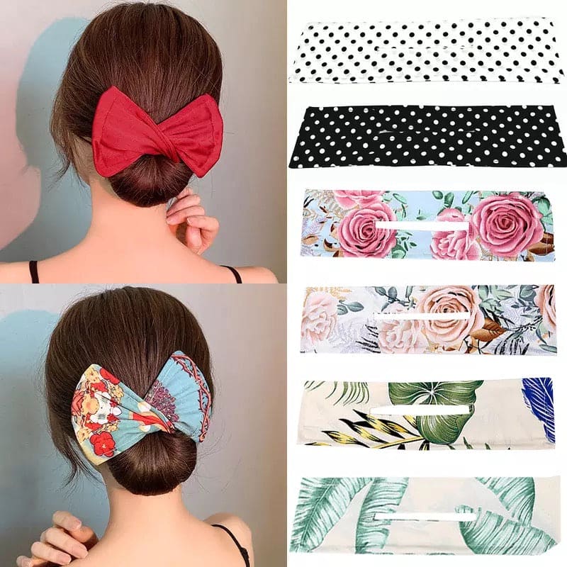 Summer Deft Bun Knot Band, Hair Curler Magic Band, Multicolor Head Band