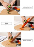 Stainless Steel Manual Finger Vegetable Shaver, Double Fingers Stainless Blade Fruit Peeler, Finger Gaurd Peeling Knife, AntiScratch Kitchen Tool, Palm Vegetable Hand Peeler, Turnip Slicer Cutter, Silicon Veg Cutter Kitchen Cooking Tools