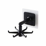 360˚ Degree Rotatable Six Claw Storage Hooks, Punch-free Multipurpose Hooks, Folding Self-Adhesive Vertical Flip Hook