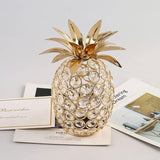 Metal Crystal Craft Fruit Ornament, Apple Pear Pineapple Living Room Decoration, Creative Luxury Home Decoration, Metal Hollow Decoration, Home Furnishings Ornaments, Crystal Desktop Ornament