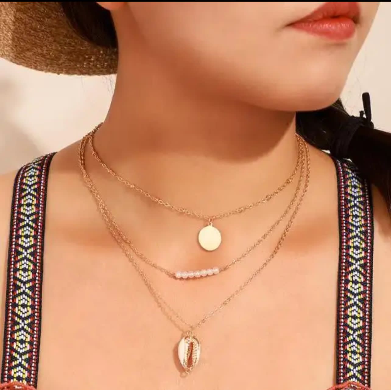 Women Vintage Coin Shell Starfish Pendant Necklace, Multi-layer Sequined Tassel Necklace, Long Tassel Pendant Necklace