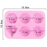 Flower Chocolate Candy Mold, Chocolate Jelly Pudding Dessert Mold, 6 Flower Heart Silicone Cake Mold,  Manual DIY Cute Flowers Mold