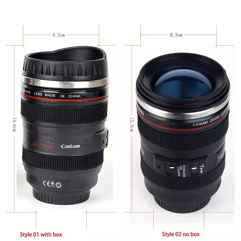 Creative 400ml Stainless Steel Liner Camera Lens Mug, Coffee Tea Cup Mug With Lid, Novelty Gifts Thermocup Thermo Mug, SLR Camera Coffee Mug,  Stainless Steel Vacuum Flasks Thermal Insulation Cup