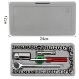 40 Pcs Socket Wrench, Automobile Maintenance & Repair Tools, Car Sleeve Tool Combination Set, Aiwa Combination Tool Set, Socket Organizer Kit With Combination Torque and Insulated Handles, Metric Socket Set