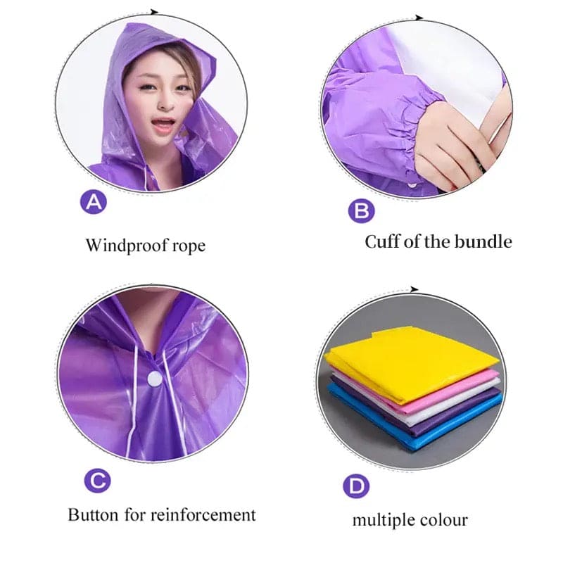 Hooded Rain Coat, Women Men Impermeable Thickened Waterproof Raincoat, Tourism Outdoor Hiking Rain Poncho Raincoat, Universal Travel Rain Jacket,  Loose Simple Long Sleeve Rain Jacket, Transparent Thickened Rain Coat