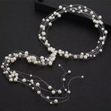 Pearl Hair Chain For Women, Girl Tassel  Flower Tiara Headband Ponytail, Bridal Wedding Tiaras Hand Beaded Long Wreaths Hair Bands, Headdress Mori Pearl Hair Band, Wedding Accessories