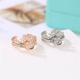 Zircon Rhinestone Crown Couple Ring, Projection Ring, Luxury Female Bridal Wedding Ring, Projection Charm Crown Ring, 100 Languages I Love You Projections Rings