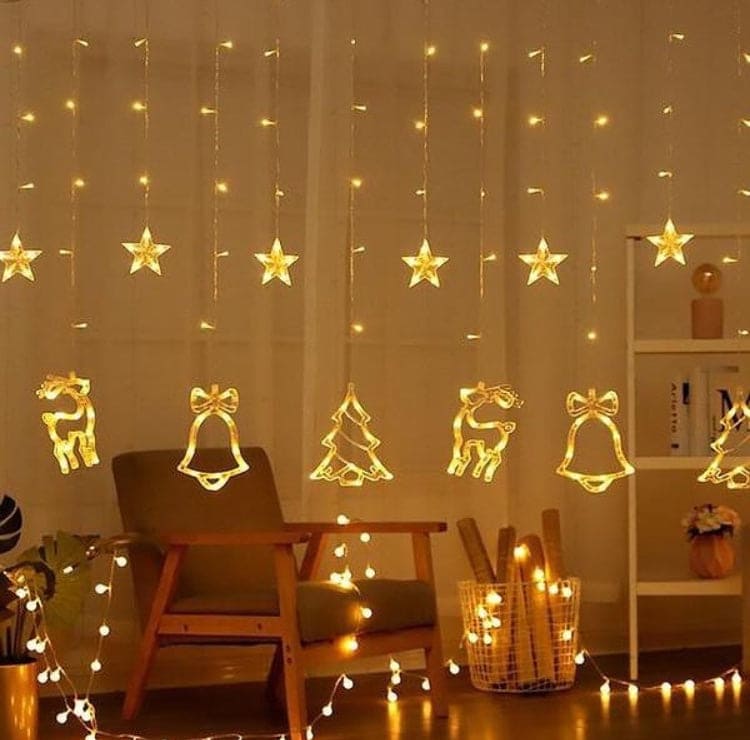 Christmas Garland Outdoor String Lights, Warm White Star Fairy Lights For Christmas, Battery Operated Fairy Christmas Lights
