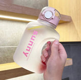 1L Sunny Water Bottle With Straw, Transparent Frosted Plastic Water Bottle, 1000ml Portable Climbing Travel Drink Cup, Outdoor Gradient Drink Bottle, Plastic Reusable Water Cup