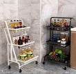 Kitchen Folding Floor Trolley, Mobile Multilayer Snack Draining Storage Rack, 180 Degree Extension Parallel Trolley