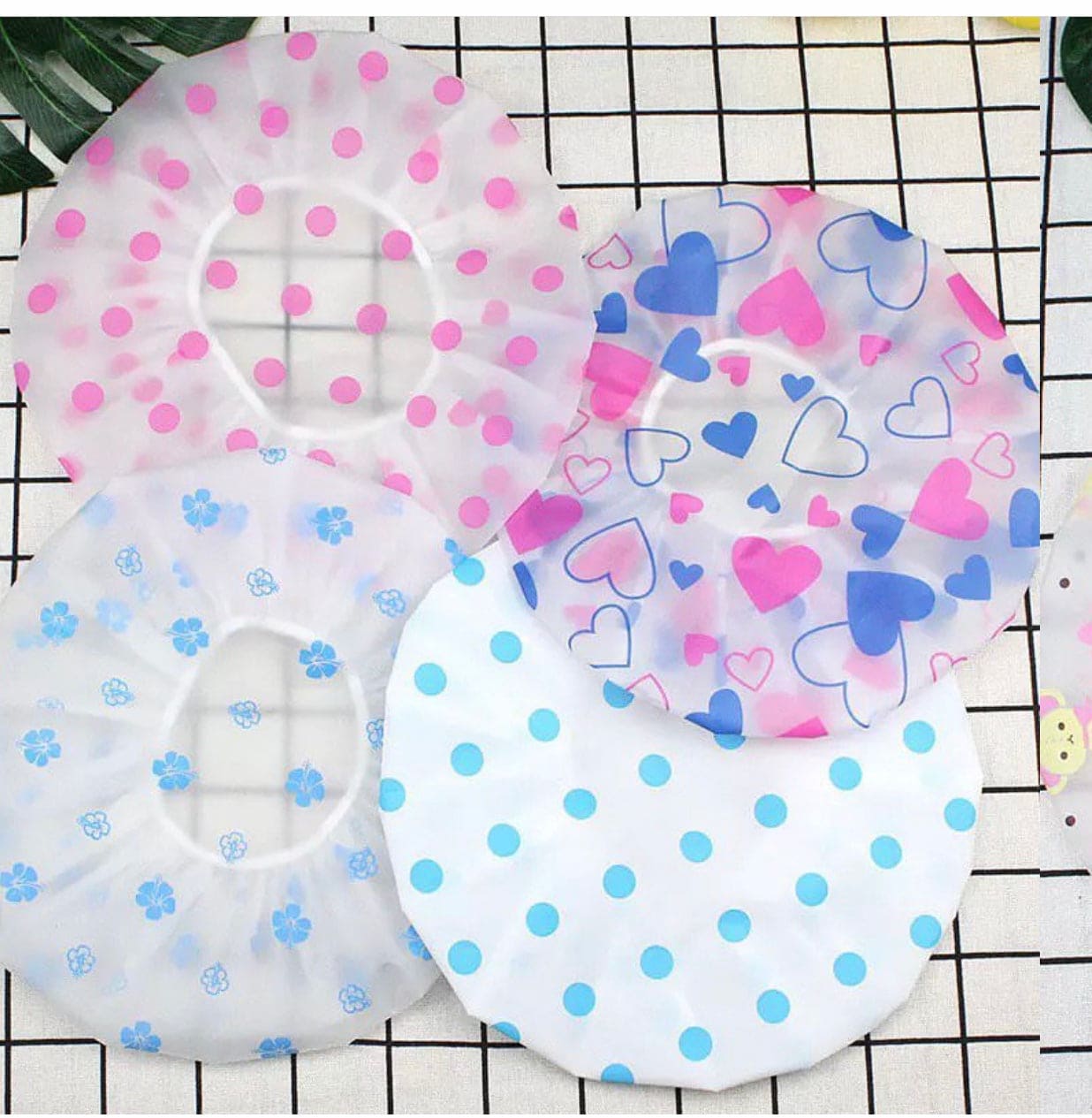 Printed Shower Cap, Waterproof Hair Shower Cap, Bath Hat, Bouffant, Reusable Shower Cap