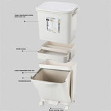 3 Layer Trash Bin, Kitchen Gargabe Can, Recyclable Vertical Trash Cabinet,  Household Waste Bin With Wheels, Large Plastic Cube Storage Bins Basket With Lid, Household Classification Bucket, 42L Three-layer Kitchen Separation Trash Can