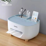 Tissue Box Holder, Multifunction Tissue Box ABS Material Storage Organizer, Desktop Tissue Box With Hidden Mobile Phone Holder, Remote Holder