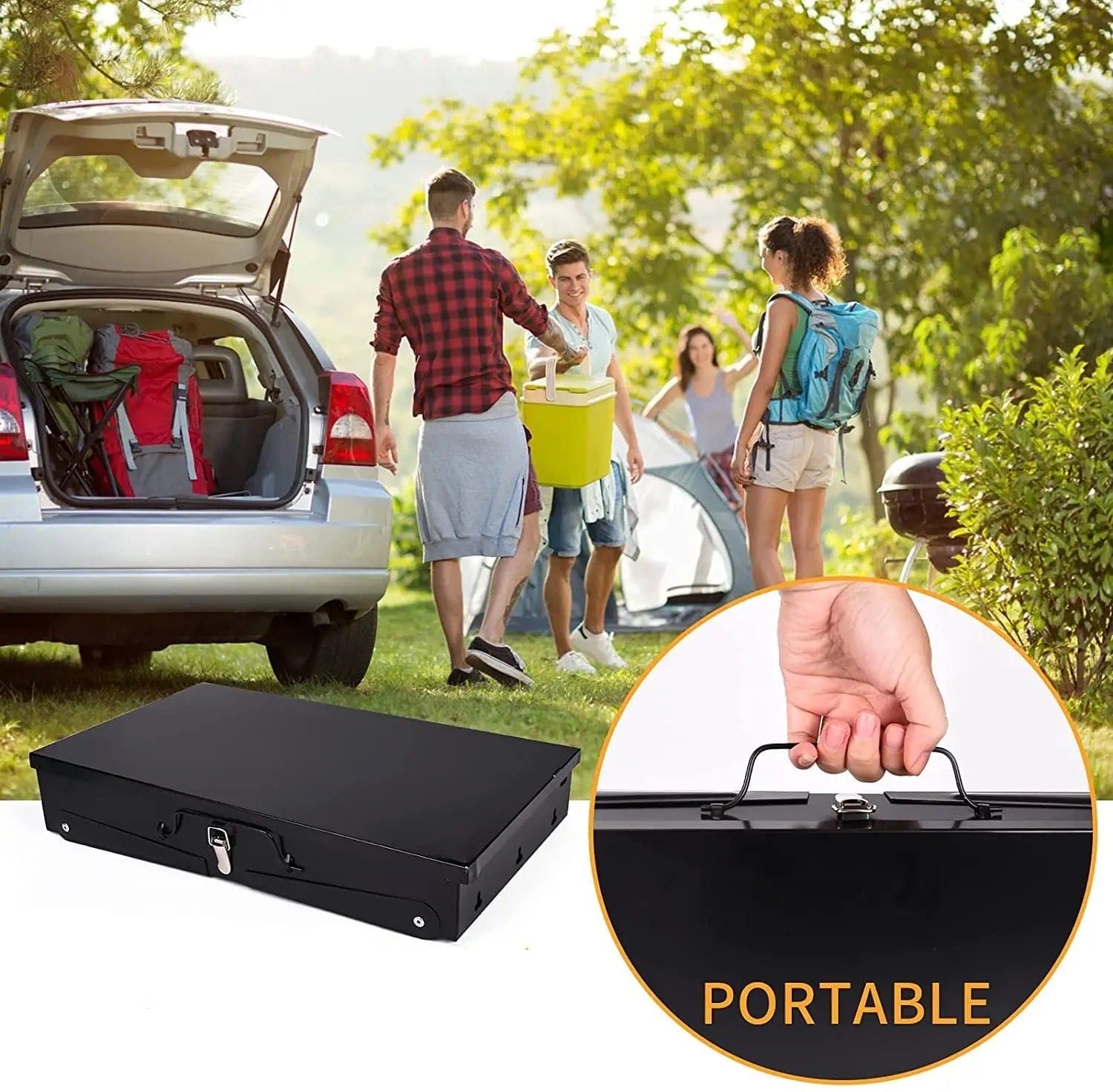 Briefcase Folding BBQ Grill, Outdoor Stainless Steel BBQ Grill, Travel Picnic Camping Grill, Patio Barbecue Charcoal Grill, Garden Outdoor Travel Picnic Folding Charcoal Grill, Compact Foldable Grill