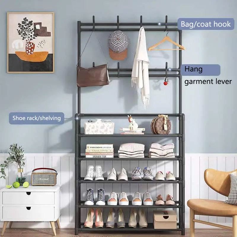 Nordic Coat And Hat Rack, Entryway Floor Display Clothes Rack, Household Shelf Living Room Clothes Storage Rack, Homlly Entryway Coat Rack with Shoes Organizer,  Multi-Functional Shoe Rack, Bedroom Living Room Hanger