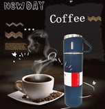 Vacuum Flask Mug Set, Stainless Steel Vacuum Flask Tumbler For Coffee Hot Water, Business Thermoses Mug, Double Layer Vacuum Insulated Flask Tumbler, Thermal Water Bottle, Leaf Proof Travel Mug, Trip Water Bottle For Car, 500Ml Bullet Thermos Bottle