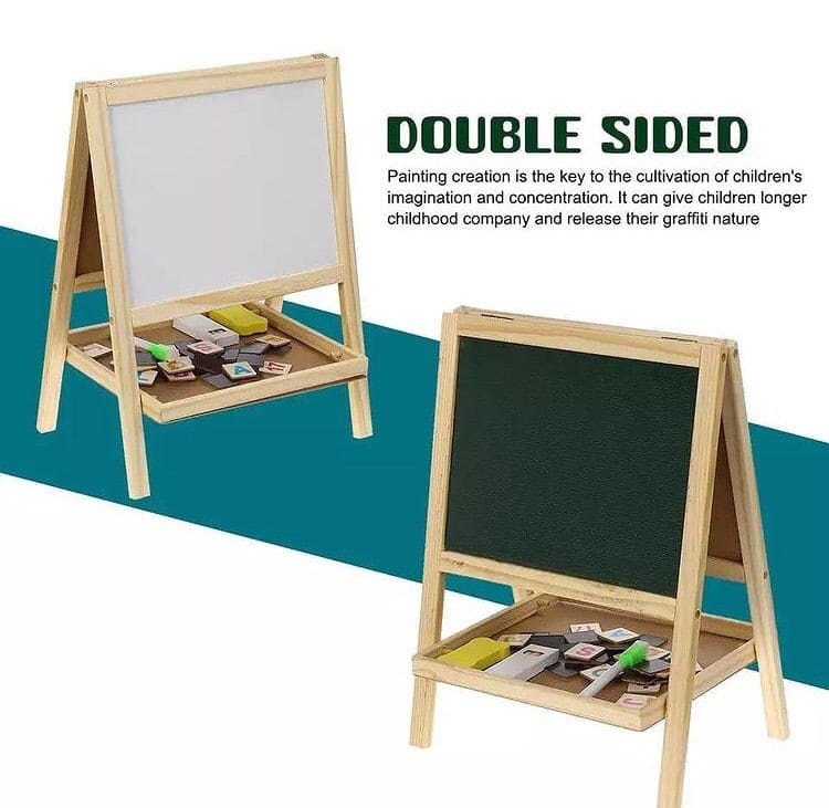 Double Sided Magnetic Writing Black & White Board, Magnetic Writing Board, Mini Wooden Writing Board