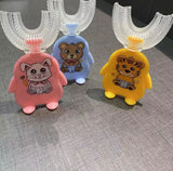 Animal Pattern Kids U Shaped Silicon Cleaning Toothbrush, 360 Degree Cleaning Nurshing Manual Toothbrush, 0-6 Silicon Toothbrush