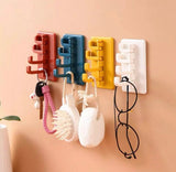 ABS Wall Hooks Storage Rack, Seamless Rotatable Strong Hook, Rotatable 4-Hook Key Hook Wall Self Adhesive Key Wall Hanger