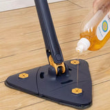Triangle Extendable Cleaning Mop, 360° Rotatable Squeeze Mop, Multipurpose Cleaning Brush,  Floor Window Cleaning Squeegee Mop,  Mop Cleaner for Kitchen Toilet, Automatic Wringer Mop, Adjustable Telescopic Mop
